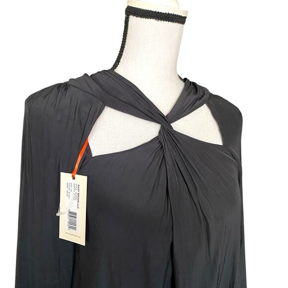 Ramy Brook Marina Cross Front Blouse Top Fits Sz S Black Long sleeve AS76361 325 - Picture 6 of 14